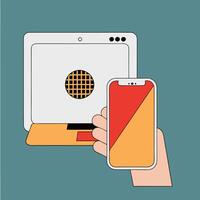Laptop and Smartphone Seamless Digital Connection vector