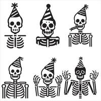 Collection of Spooky Skeletons Having Fun Design vector
