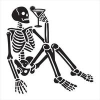 Wine-Loving Skeleton Graphic Design vector