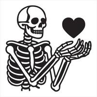 Skeleton Embracing a Beating Heart Design vector