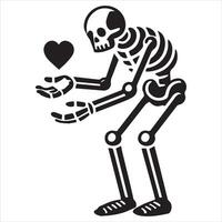 old Man Skeleton with Heart in Hand Design vector