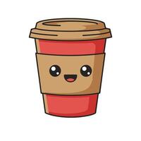Happy Coffee Cup Art with a Lid and a Friendly Expression vector