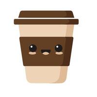 Smiling Coffee Cup Design with a Lid and Happy Expression vector