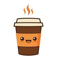 Smiling Coffee Cup with a Pink Blush and Cheerful Expression vector
