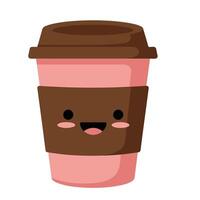 Smiling Coffee Cup with Pink Blush and a Fun Friendly Style vector