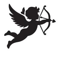 Elegant Cupid Silhouette Illustration Soaring Through the Air vector