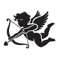 Silhouette Cupid with Bow and Arrow Illustration vector