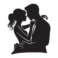 Silhouette of a Passionate Couple Embracing vector