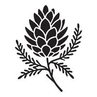 Elegant Silhouette of a Pine Cone with Branches vector