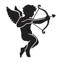 Charming Silhouette of Cupid with Bow and Arrow vector