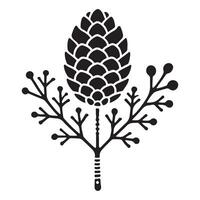 Pine Cone and Sprig Silhouette Winter Design Art vector
