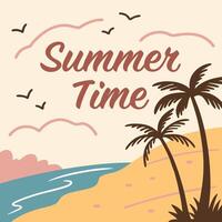 Cute Summer Banner Template with Tropical Beach Vibes vector