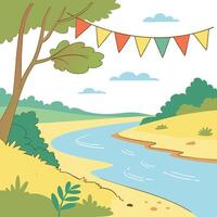 Summer Holiday Template Featuring Palm Trees and Ocean Waves vector