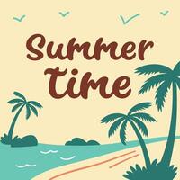 Beach Scene Template for Summer Holiday Posts and Promotions vector