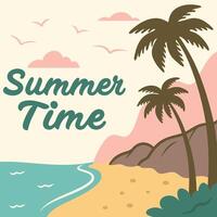 Ocean Wave and Palm Tree Design for Summer Vacation Projects vector