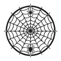 Silhouette Illustration of a Spiderweb with Spiders vector
