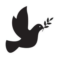 Peaceful Dove with Olive Branch Silhouette vector