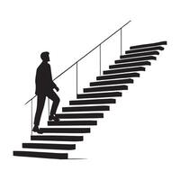 Silhouette of a Man Ascending a Staircase Graphic vector
