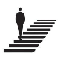Man Standing on Curved Staircase Silhouette Illustration vector