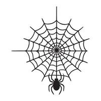 Hanging Spiderweb with Spider Silhouette Graphic vector