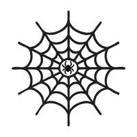 Simple Spider and Web Silhouette Icon vector