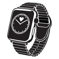 Stylish Silhouette Smartwatch with Heartbeat Monitor Art vector