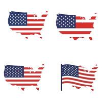 Clean and Modern Heart Icons USA Flag set Design vector
