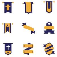 Decorative Retro Styled Glory Banner Icons for Branding vector