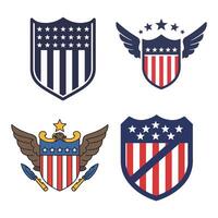 Clean Modern Shield Icons set USA Theme Geometric Shield Graphics vector