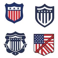 American Patriotic Style Editable Shield element set vector