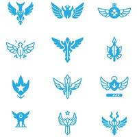 Twelve Detailed Freedom Wings Graphics for Designers vector