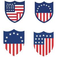 Multipurpose Shield Icons USA Flag Themed Graphics vector