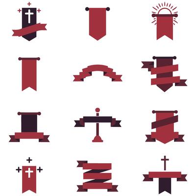 Stylish Glory Banner Icons for Branding and Graphic Design