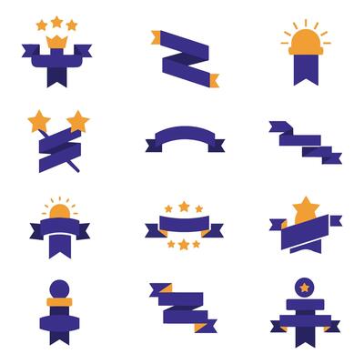 Retro Styled Glory Banner Icons for Creative Branding Projects
