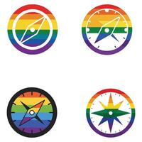 Pride Compass Set Vectors Collection Highlighting LGBTQ Unity