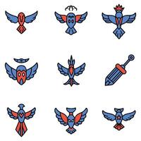 Vintage Freedom Wings Design Set with Stars and Shields vector