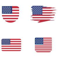 Unique American Flag Vectors Pack Featuring Shields and Brush Strokes