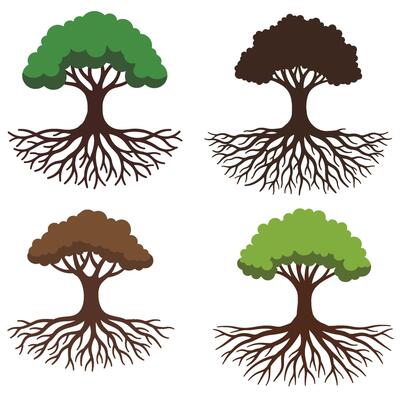 Illustrative Roots Tree Designs for Nature-Inspired Projects