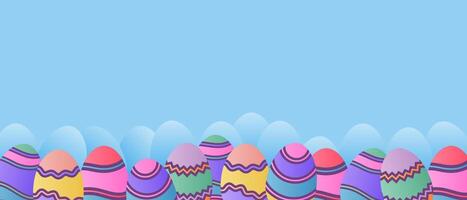 easter eggs colorful illustration with blue background vector