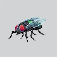 Pixel art illustration Housefly. Pixelated Fly Insect. Housefly Bug Insect Icon pixelated for the pixel game and icon for website and game. old school retro. vector