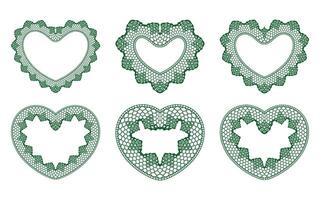 Laser cut frame in the shape of a heart with lace border. A set of the foundations for paper doily for a wedding. templates for cutting out. vector