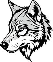 A wolf head in black and white on a white background vector