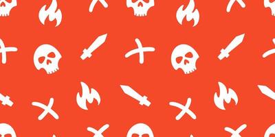 Abstract skull, sword, and fire pattern design vector