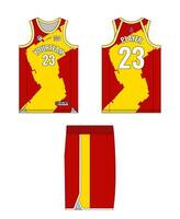Front and back view of a basketball jersey vector