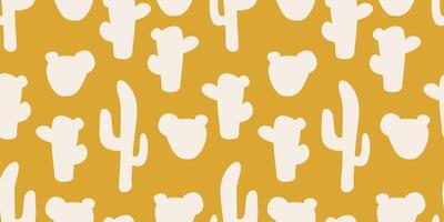 Cactus wild west pattern background vector