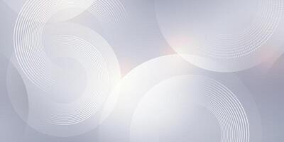 Grey background with dynamic circle lines, creative spiral tech white glowing pattern vector