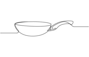 Continuous one line drawing of big pan vector