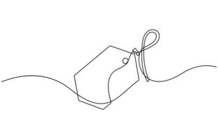 Red blank prize tag continuous one line drawing vector