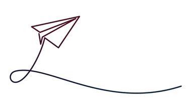 One line flying paper airplane symbol. vector