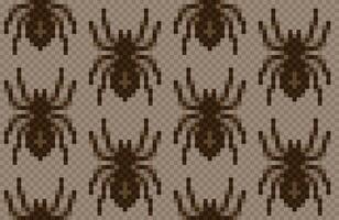 Seamless pixel background with spiders. vector